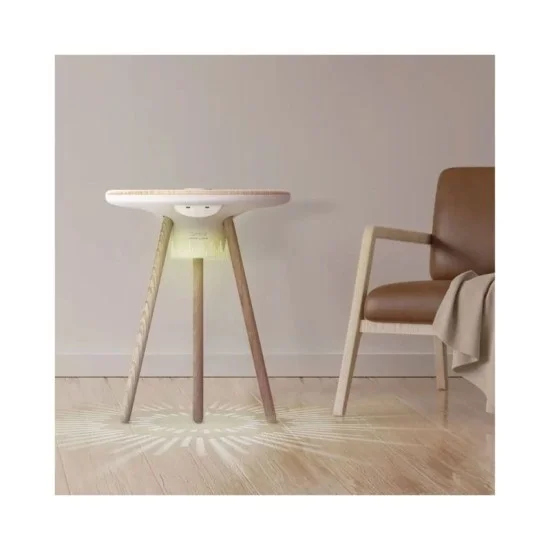 Cymbal&nbsp;,Coffee&nbsp;Table&nbsp;With&nbsp;Lighting&nbsp;Effects,&nbsp;Magnetic&nbsp;Charging&nbsp;&&nbsp;Wireless&nbsp;Speaker - Wood